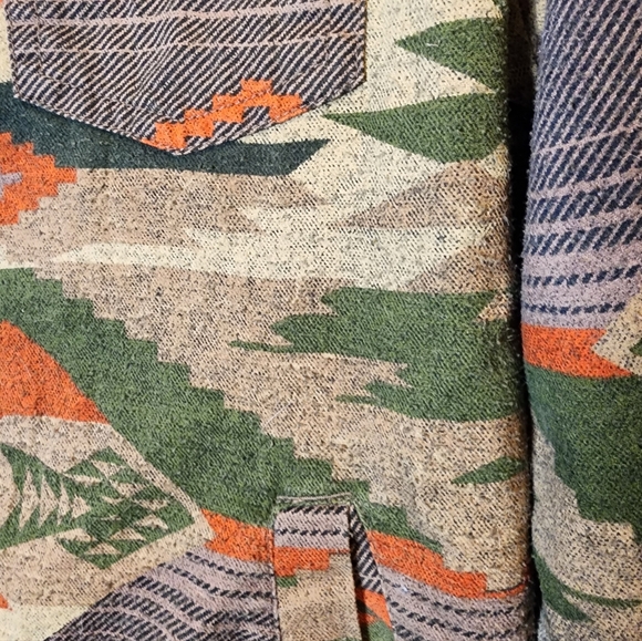 American Eagle Mens Western Aztec Flannel Jacket Quilt Lined Shacket Large Retro - Picture 8 of 10